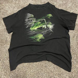 Vintage Marvel Ghost Rider T Shirt Tee M Black Motorcycle Skeleton Y2K